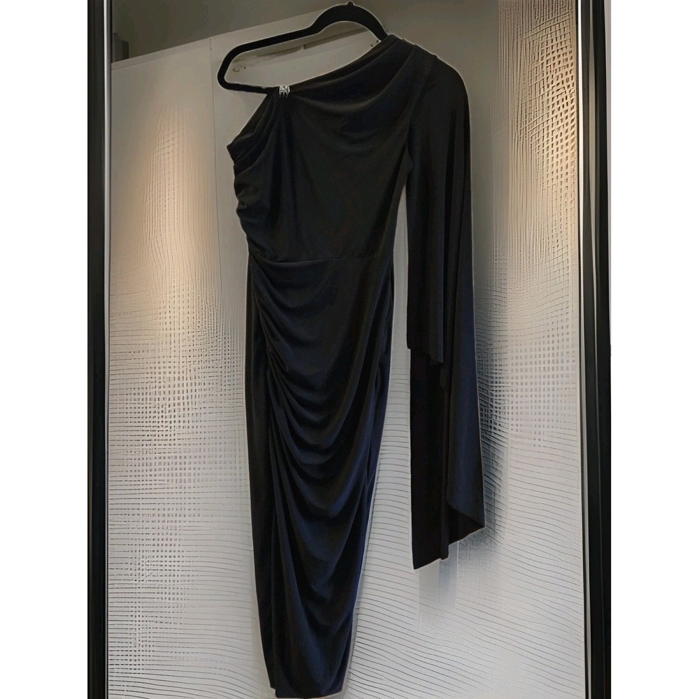 Club L London Black One‑Shoulder Ruched Gown • Floor Length Luxe Gala - Picture 2 of 13